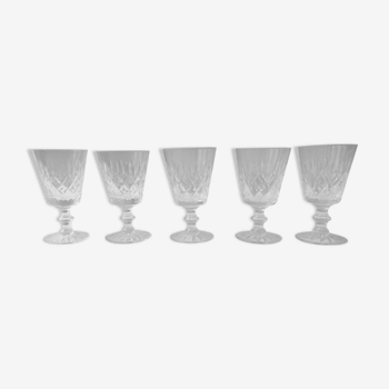 Set of 5 glasses engraved in Lorraine crystal