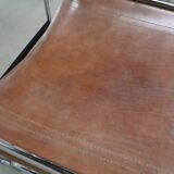 Set of 6 modernist chrome and leather dining chairs, 1970's