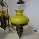 Large 3-light chandelier in glass, opaline and brass