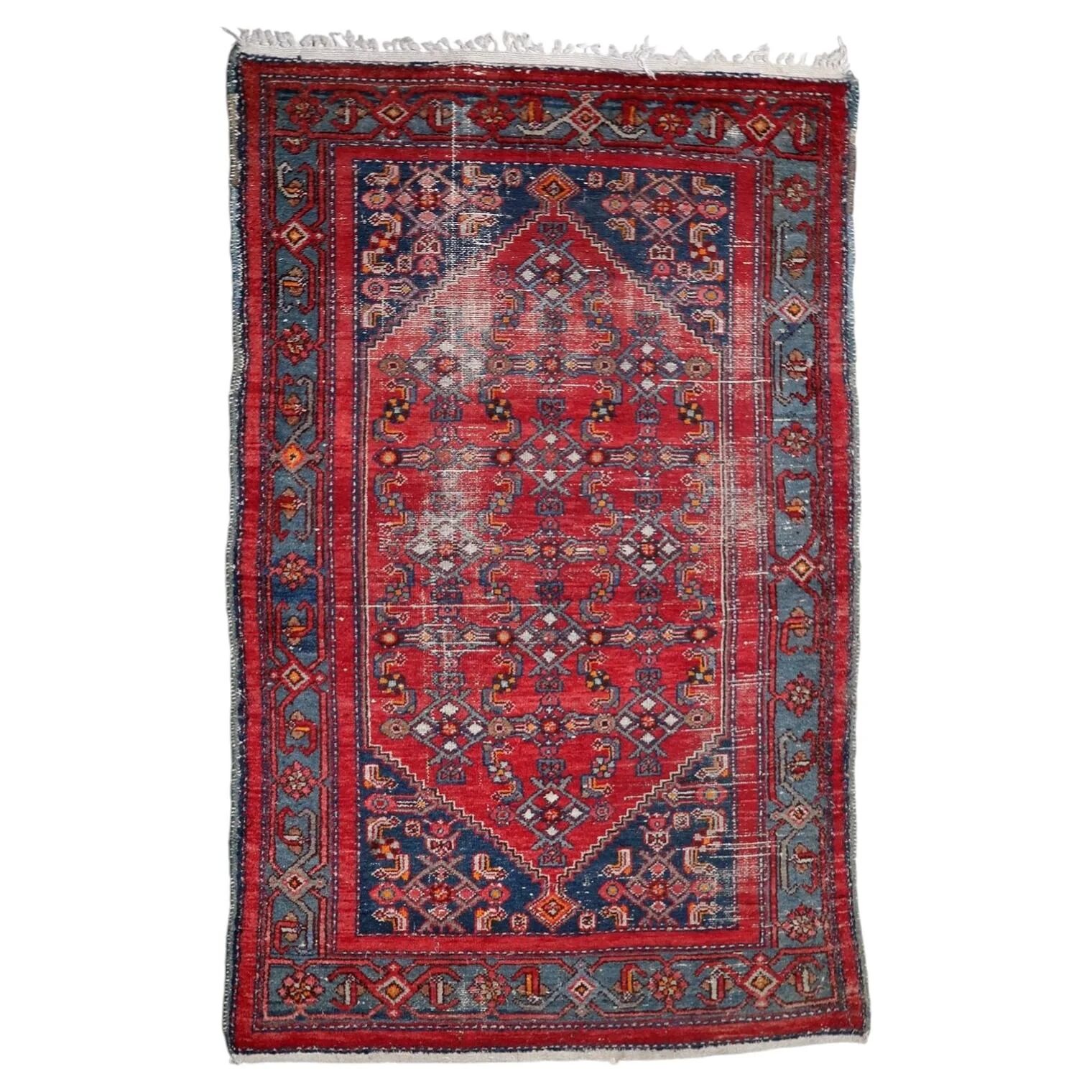 Antique Persian Hamadan handmade rug 129 x 203 cm 1920s - 1C1224