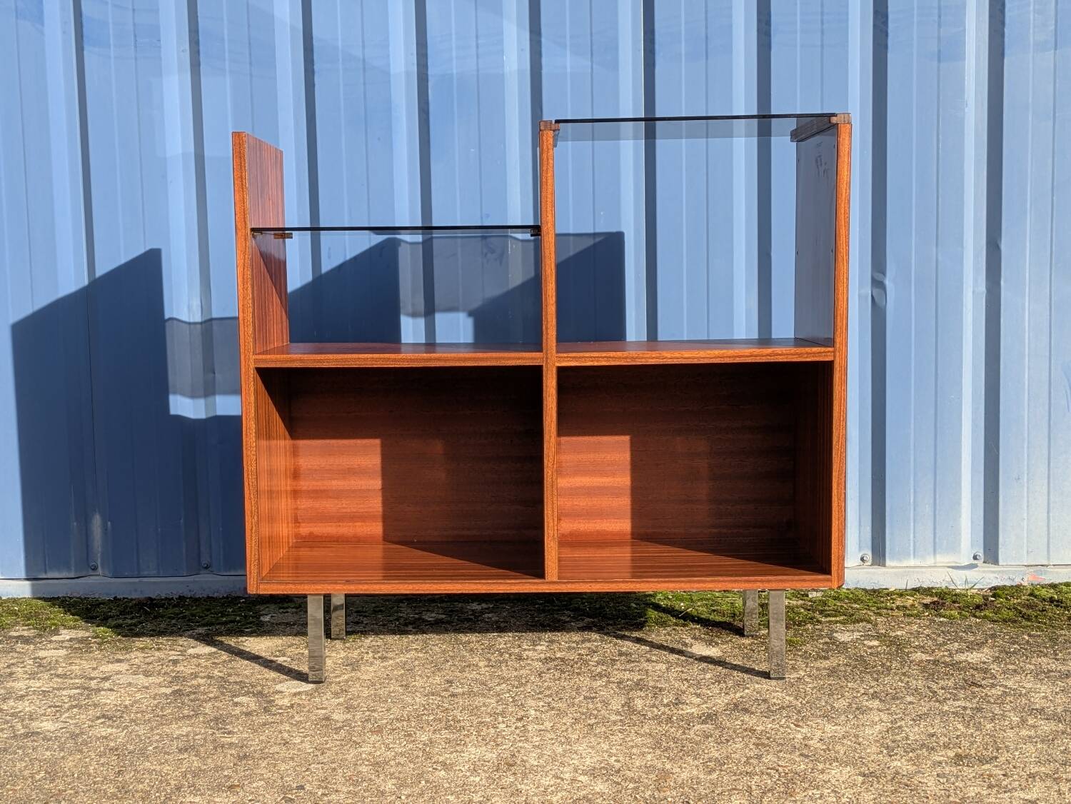 Meuble rangement Hi-Fi vinyles moderniste vintage 1960