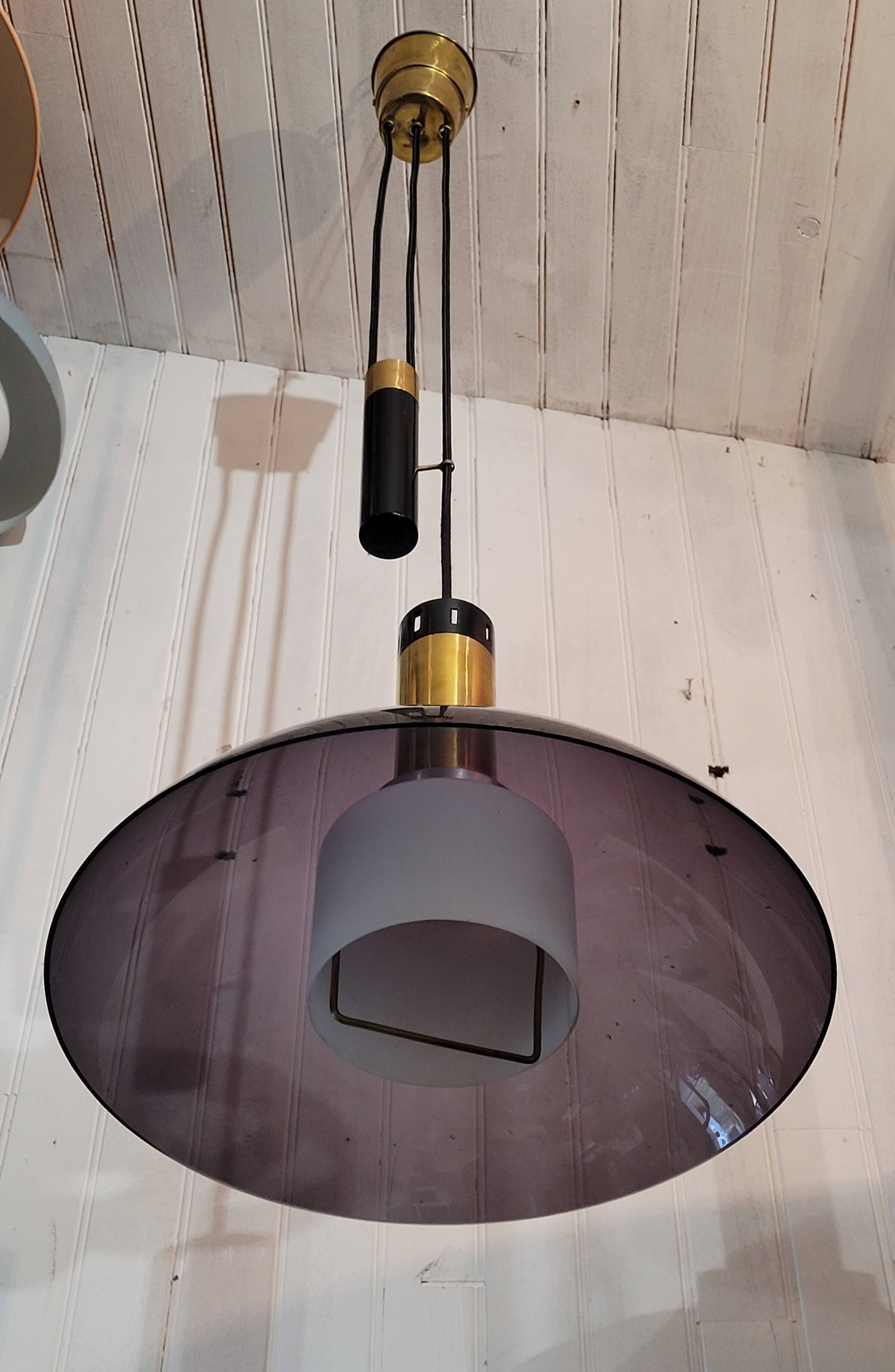 Large vintage Stilux Milano counter-weight chandelier suspension