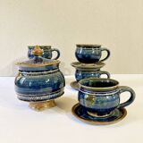 Part of a signed enameled stoneware coffee service