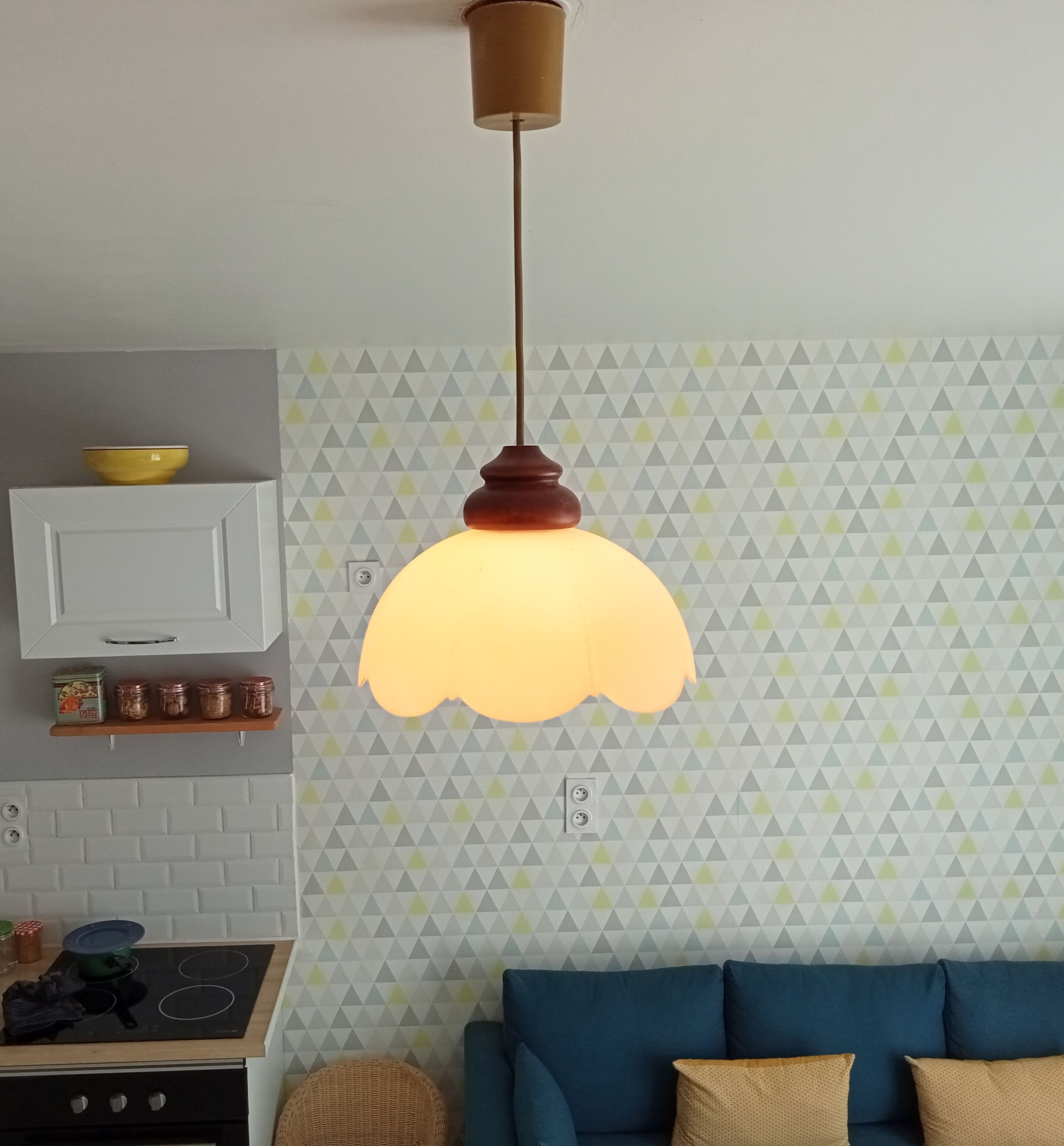 Vintage opaline pendant lamp