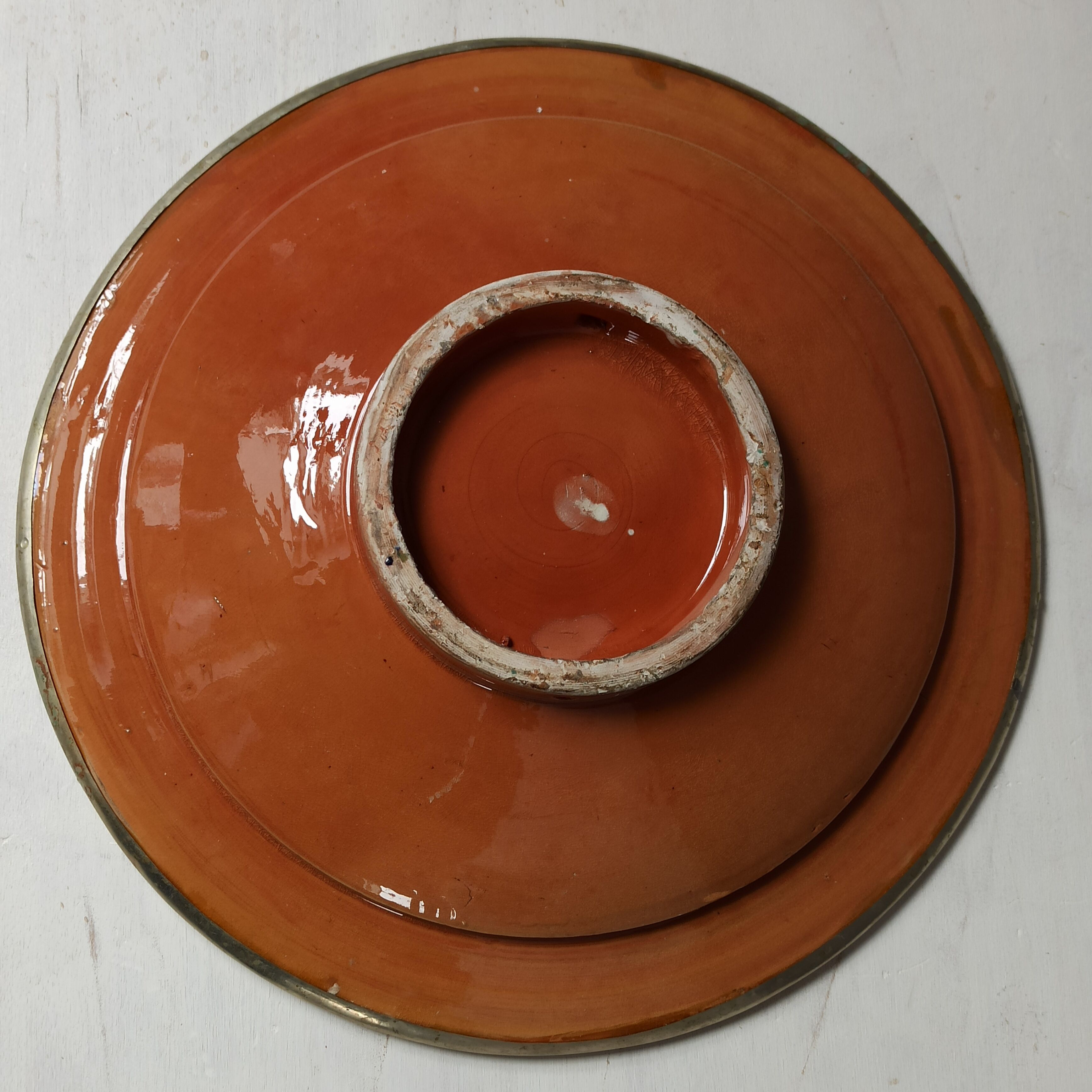 Vintage Moroccan ceramic yellow dish 33 cm