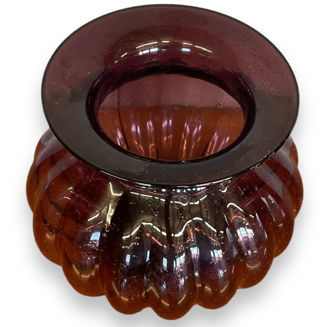 Purple gadrooned glass vase 367006