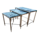 Table gigogne ancienne avec plateau marbre