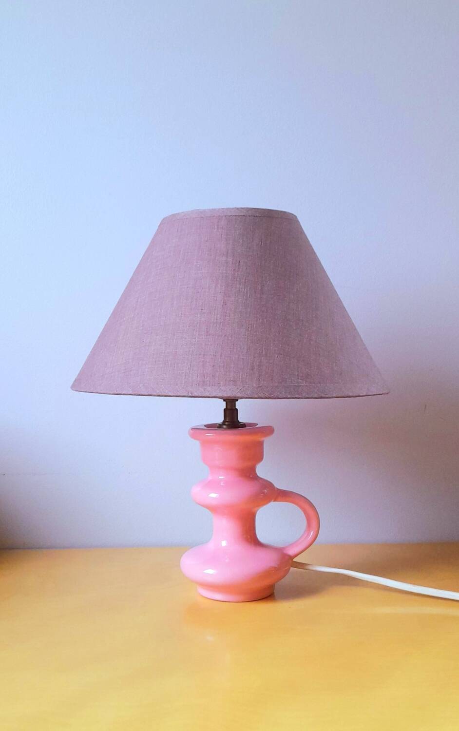 60s ceramic candle holder lamp