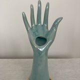Hand soliflore blue green iridescent and gold