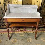 Toilet table in pitchpin and carrara marble
