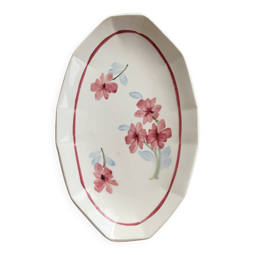 Ravier vintage ivory faience with floral rose decoration.