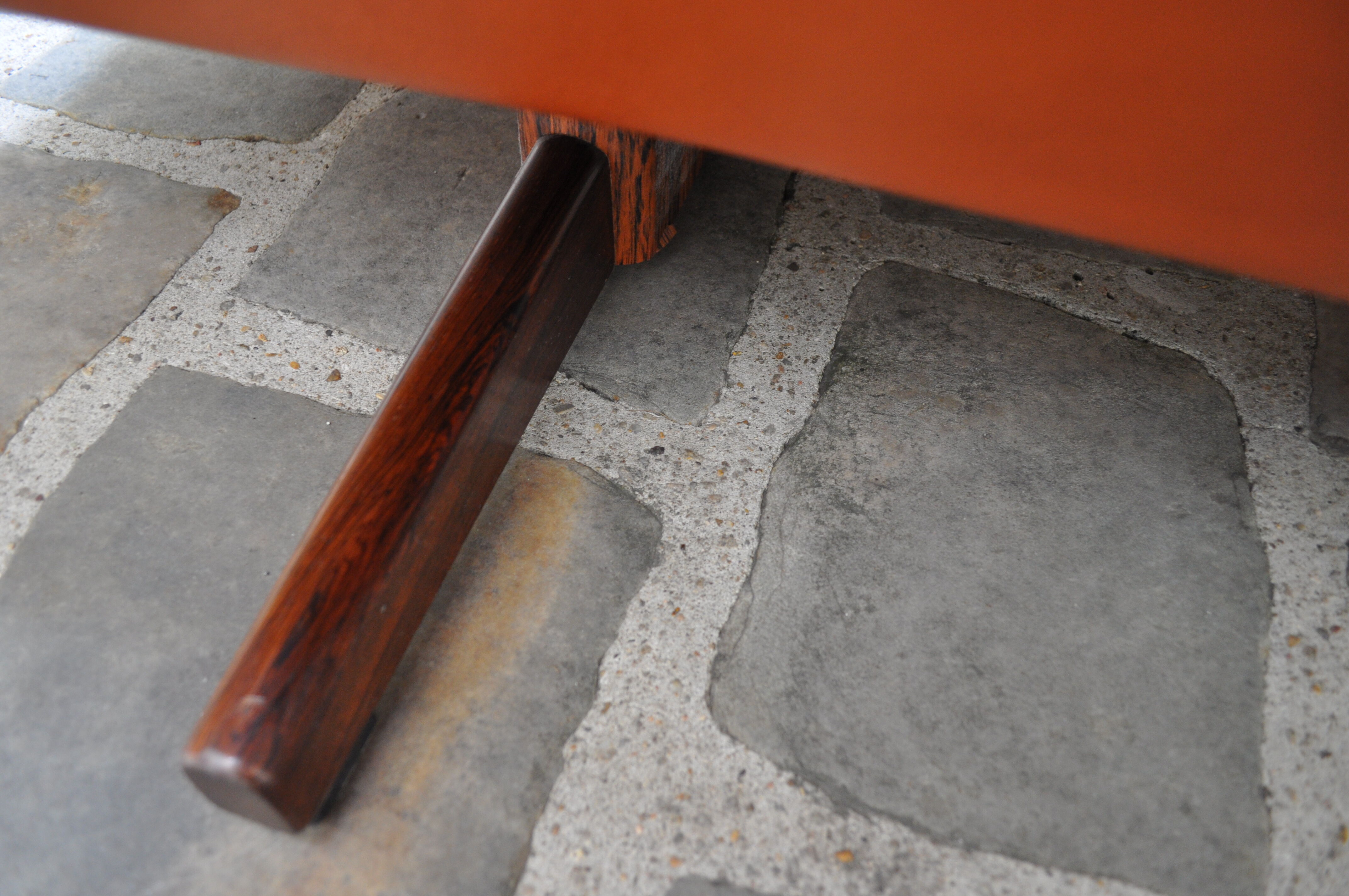 Scandinavian leather and rosewood sofa Fredrik Kayser 1965, 3 places