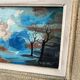 Chiaroscuro landscape painting signed ROLL, oil on cardboard, framed