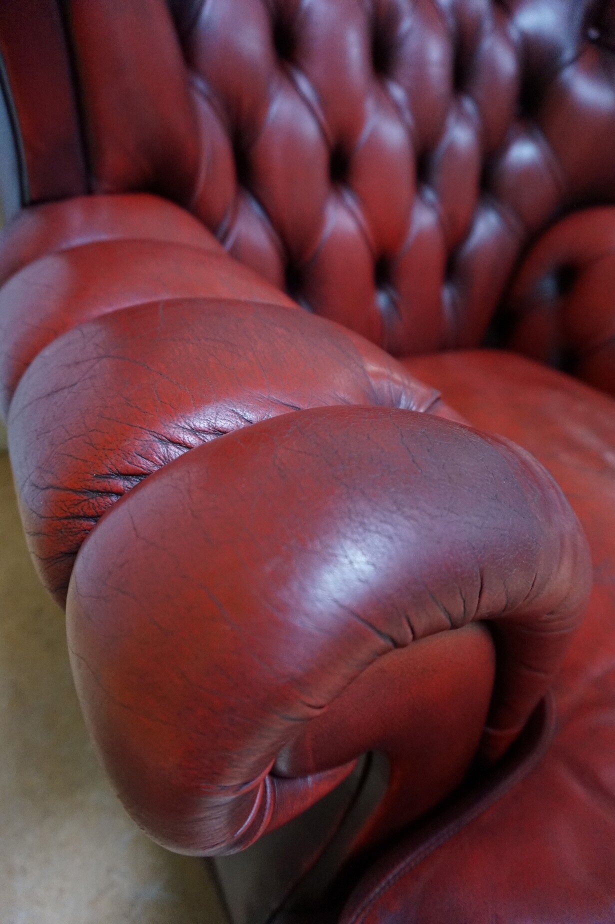 Vintage English Leather Dellbrook Chesterfield Club Chair