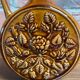 Vase rond allemand à motif floral, pichet ornemental en céramique marron avec anse