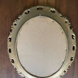 Miroir ovale résine dorée kitsch des années 70