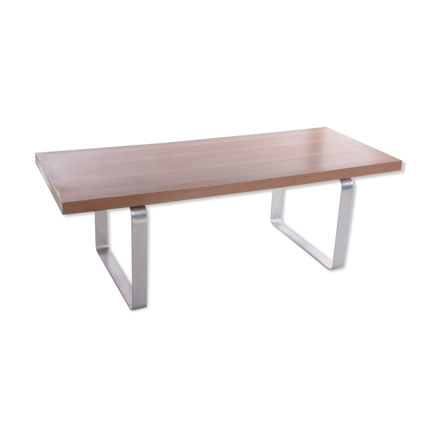 Retro Vintage Strakke Salontafel hout en chroom jaren 70