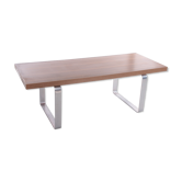 Retro Vintage Strakke Salontafel hout en chroom jaren 70