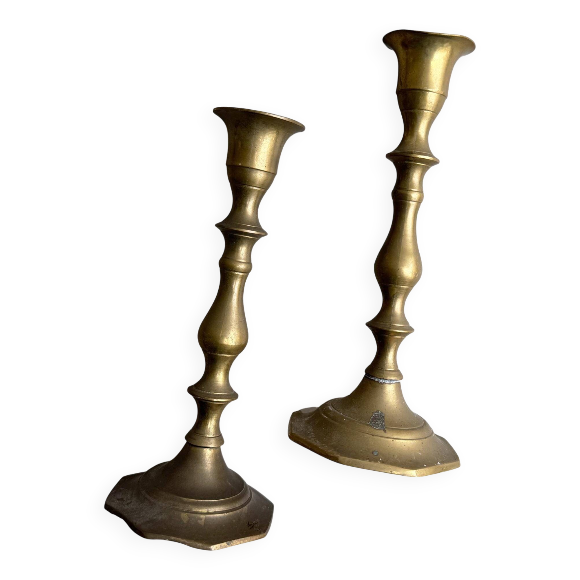 Ensemble de 2 porte-bougies en laiton vintage