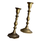 Set of 2 vintage brass candlestick holders