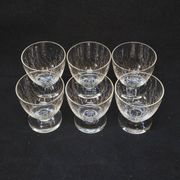 6 Verres A Liqueur / Digestif En Cristal Gravé Craquelé Craquelures
