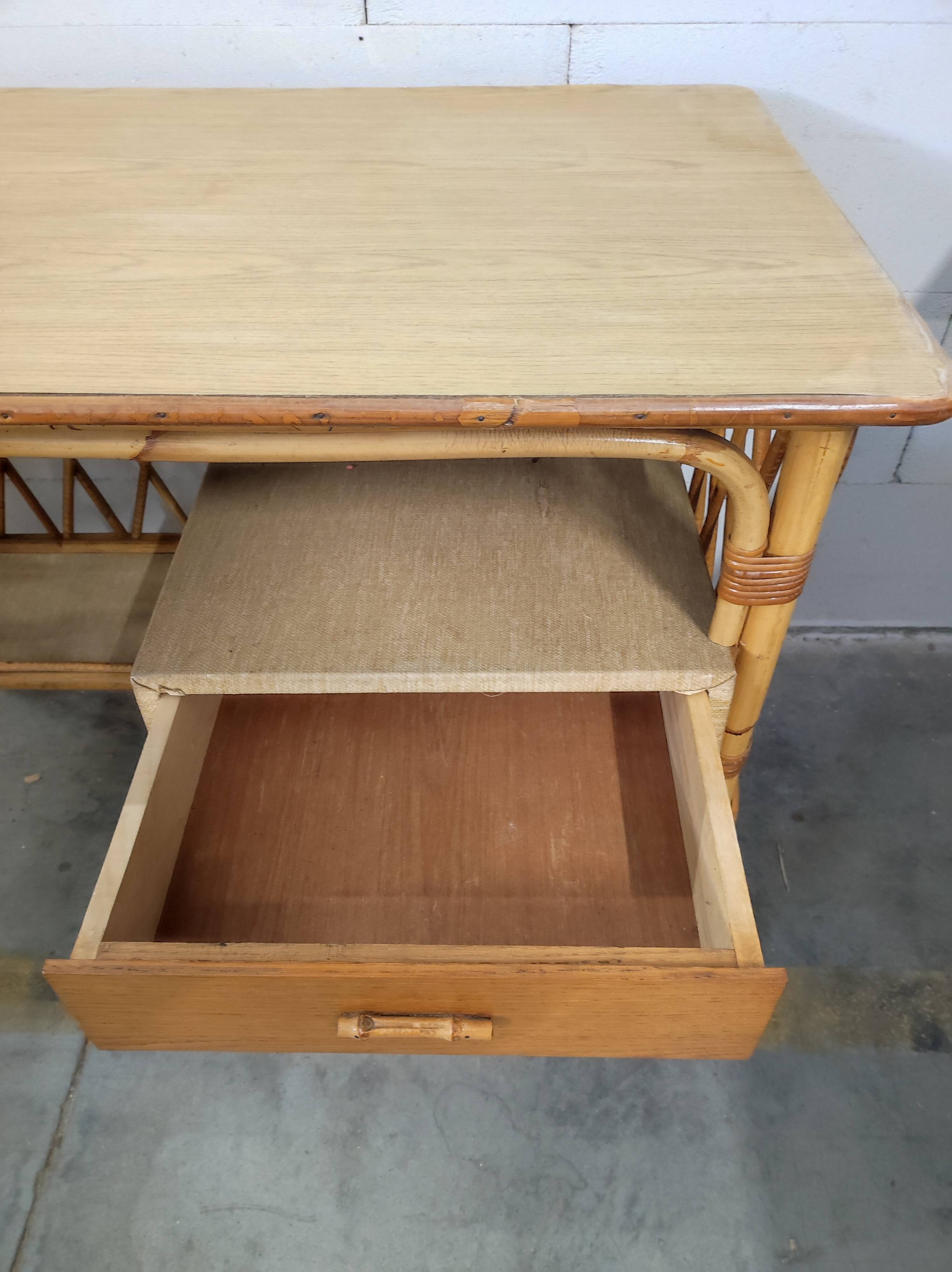 Rattan desk and chair