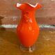 Antique MURANO Orange Blown Glass Vase Corolla Neck Vintage Decoration