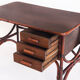 Bureau vintage en rotin et bois à tiroirs France années 1960