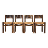 Set of 4 Meribel Chairs by Charlotte Perriand for Steph Simon, 1950s