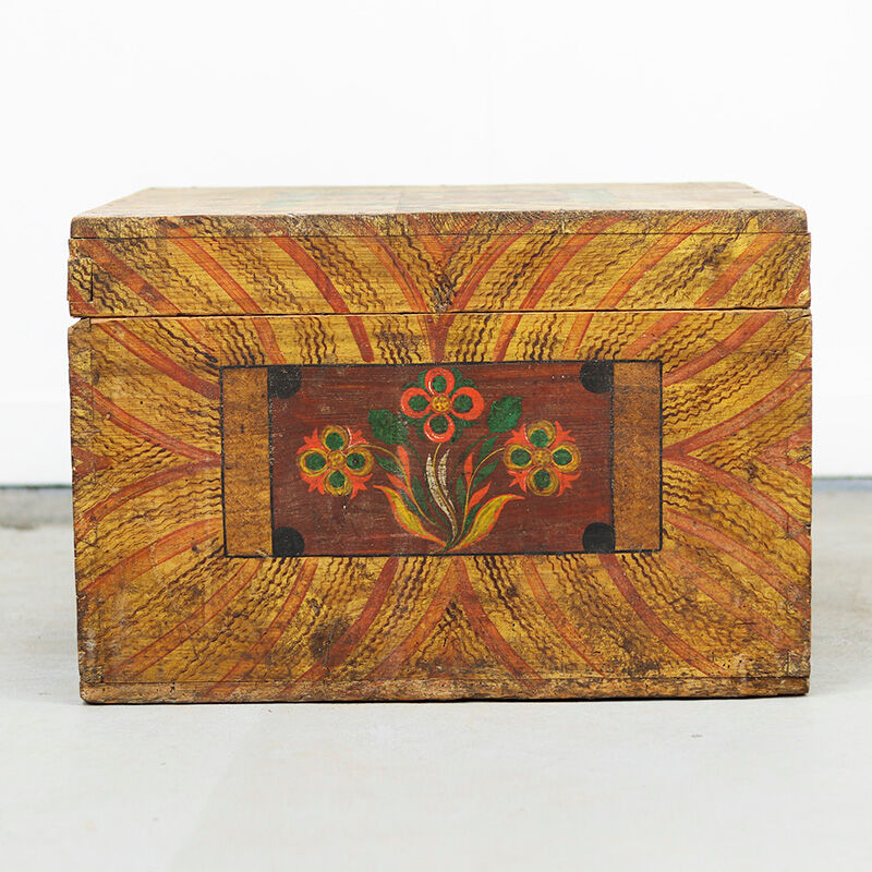 Antique Folk Art Painted bridal chest
