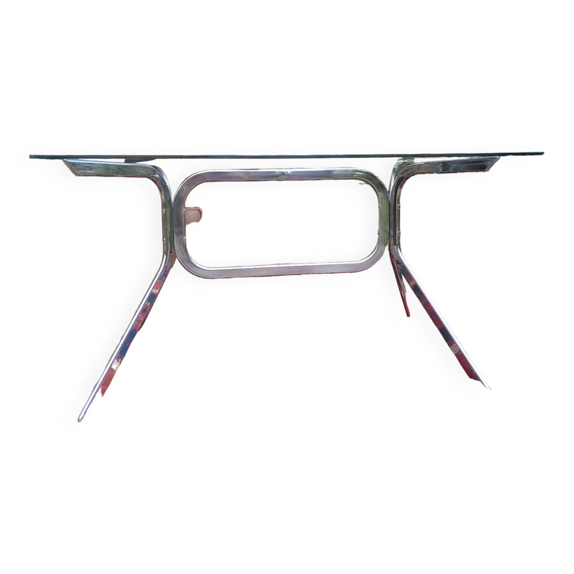 Chrome table with glass top 1960