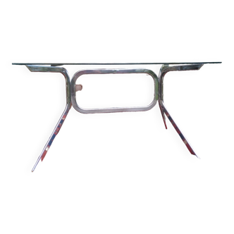 Chrome table with glass top 1960
