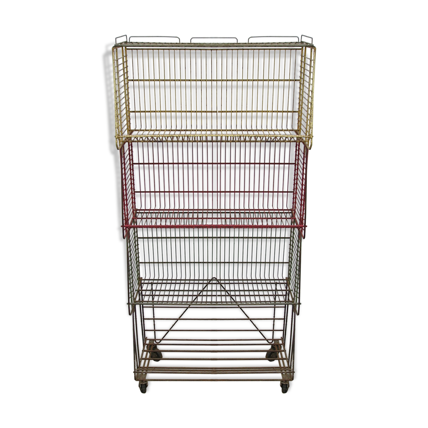 Metal display on wheels with 4 removable baskets 1960/70