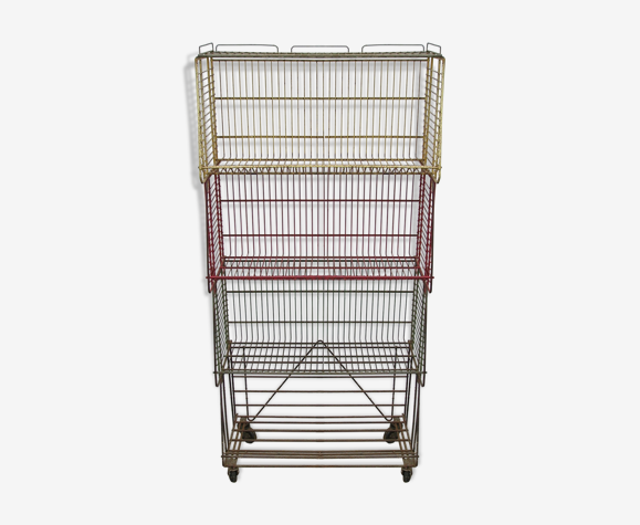 Metal display on wheels with 4 removable baskets 1960/70
