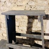 3 low blue-grey stools