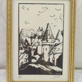 Lithograph print signed sueur village view 58/250