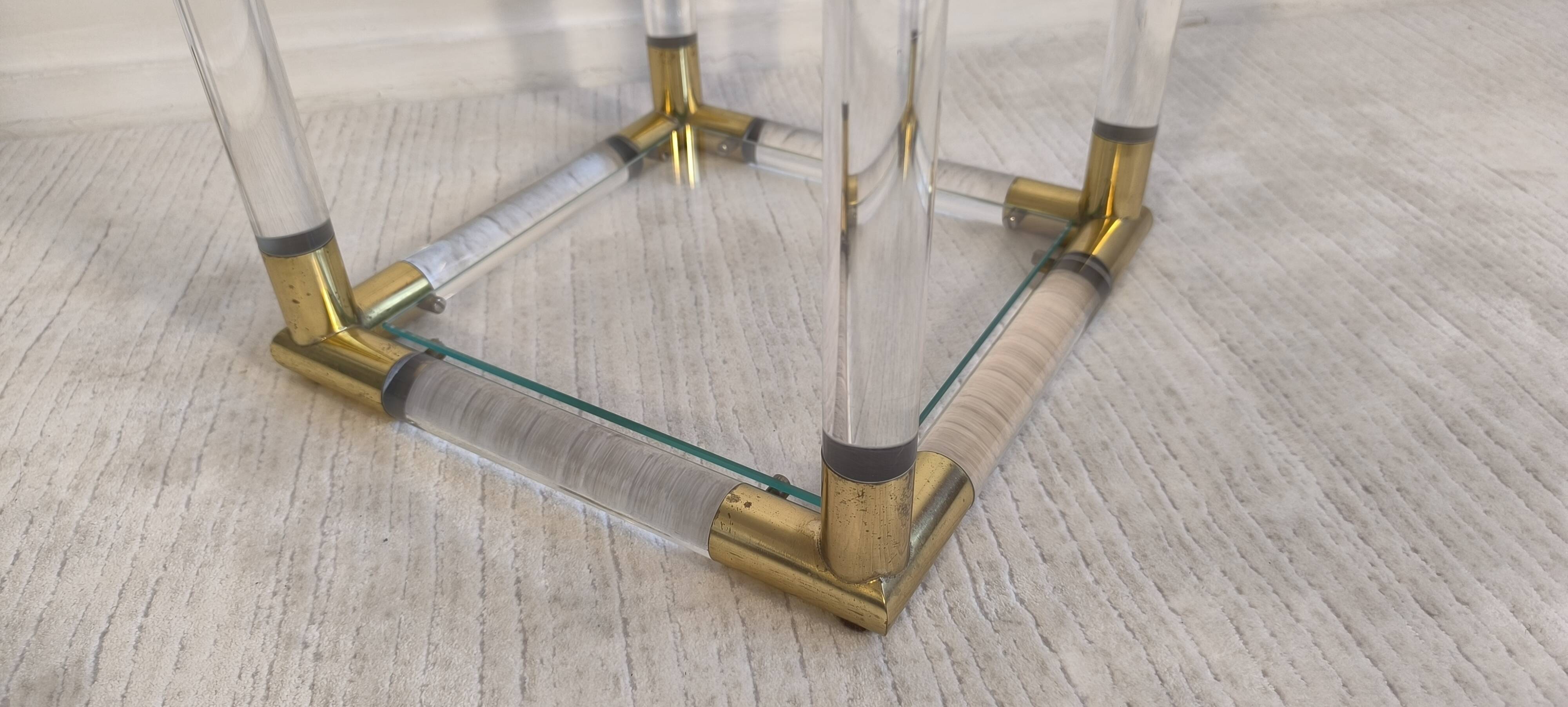 Very beautiful column pedestal by Charles Hollis Jones in Lucite & brass.