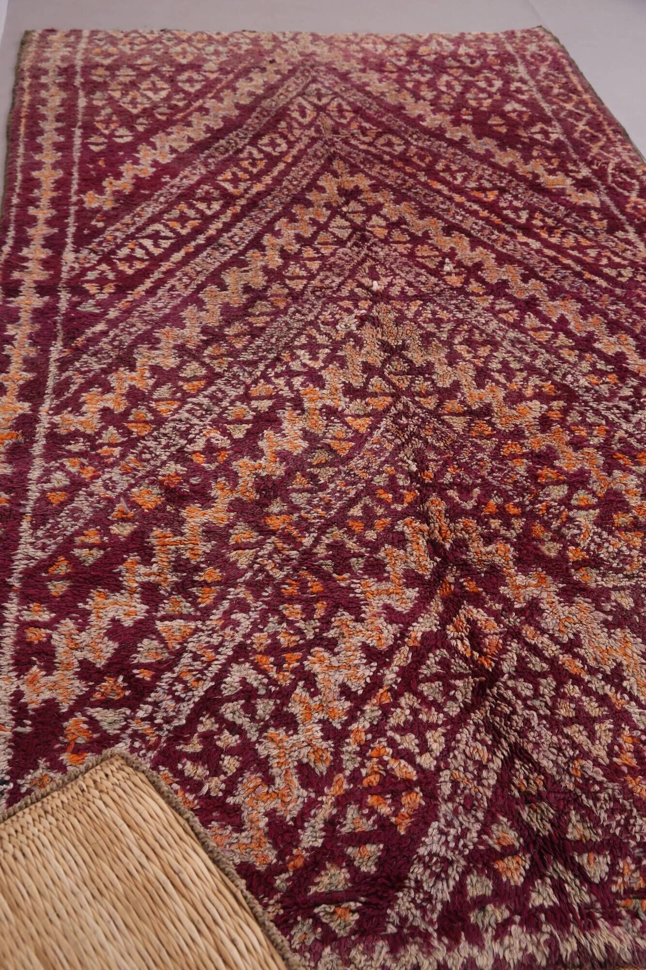 Burgundy Vintage Moroccan rug 183 x 321 cm - Berber Wool Rug - Handmade Rug