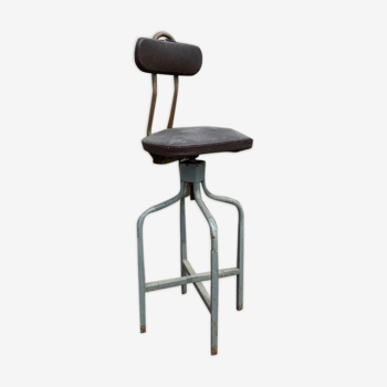 Tabouret chaise haute d'atelier en métal - dossier et hauteur réglable