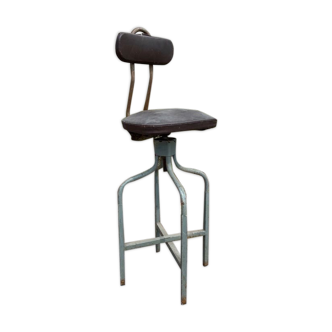 Metal workshop high chair stool - adjustable backrest and height