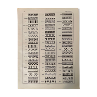 Lithographie gravure sur les ornements architecturaux de 1928