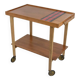 Vintage rolling bar or serving trolley, red ceramic, 1950s design