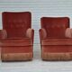 1970s, Danish set of two velour armchairs, original condition, beech wood.