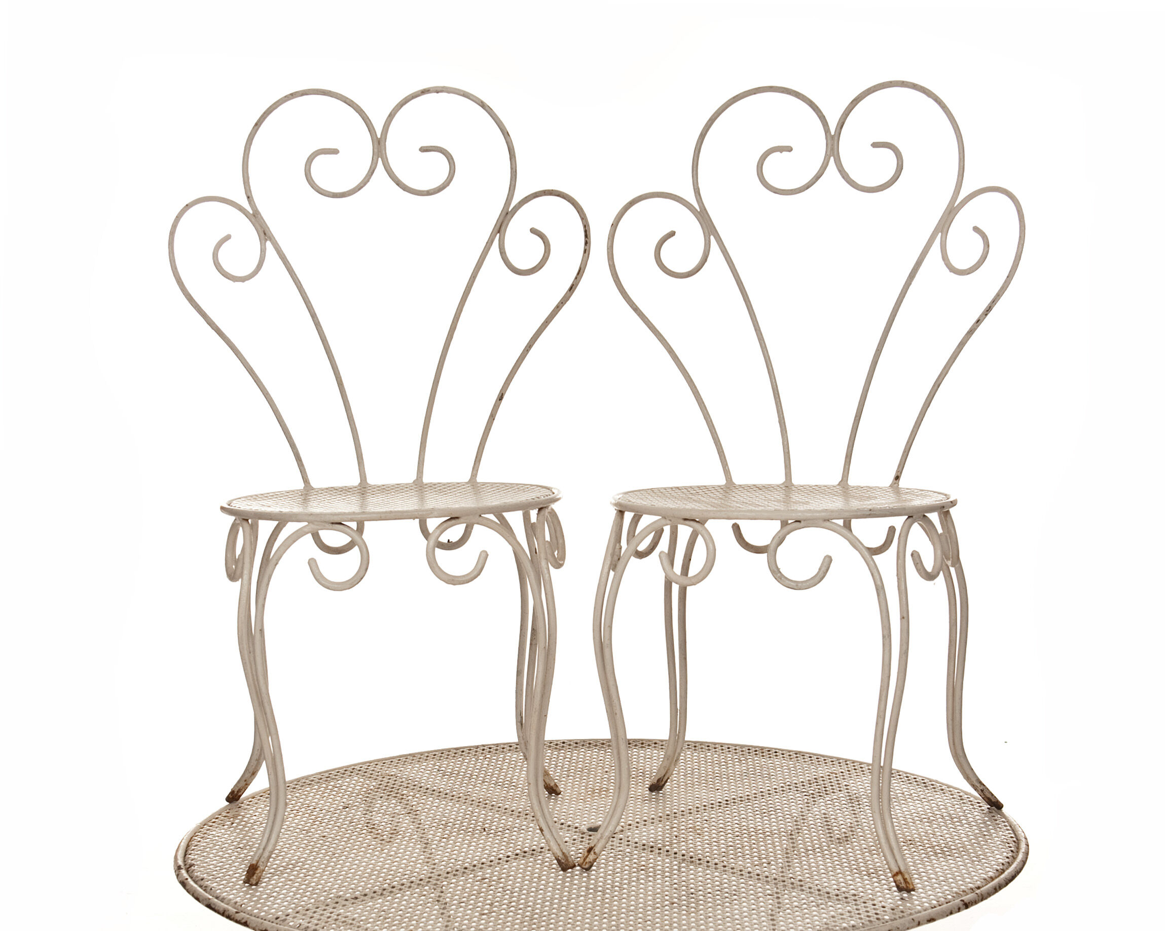 Garden salon 60 year wrought iron 2 chairs 2 chairs 1 table spirit Mategeot