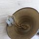 Suspension ancienne globe verre gravé rose frange perles rocaille Art