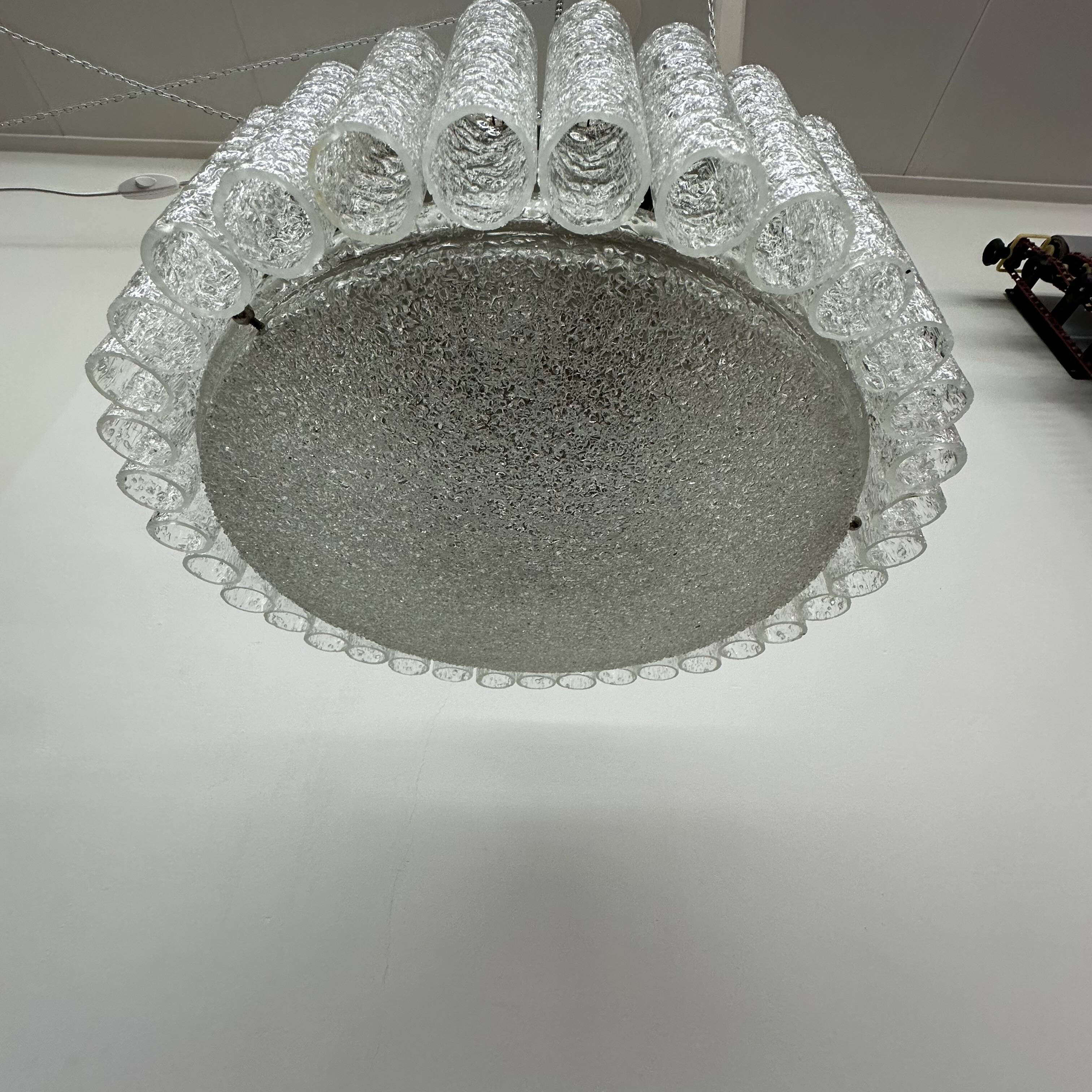 Glass Tubes Chandelier Flush mount from Doria Leuchten, 1960s