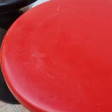 Pair of vintage stools, black and red by Henry Massonnet for Stamp, France