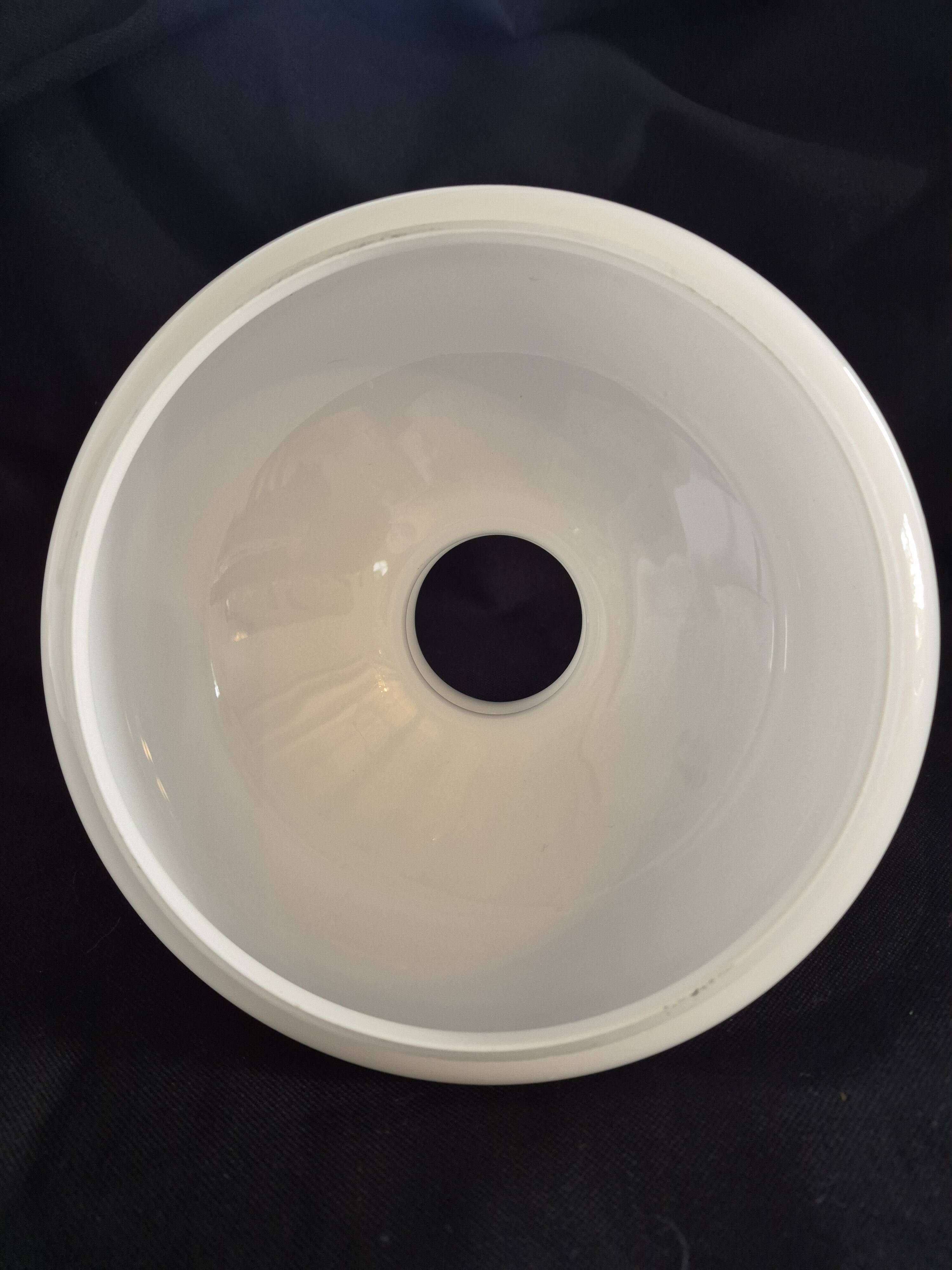 Antique lampshade in white opaline, with a beautifully pronounced scalloped neck.