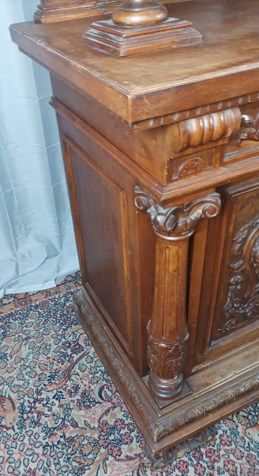 19th-century walnut buffet with two bodies.