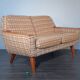 2-seater sofa in teck and beige wool, vintage scandinavian 1960s